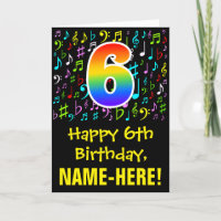 6. Geburtstag: Farbige Musiksymbole + Regenbogen 6
