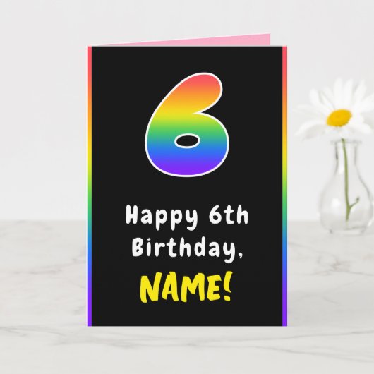6. Geburtstag: Farbiger Regenbogen Nr. 6, Individu Karte (Kleine Pflanze)