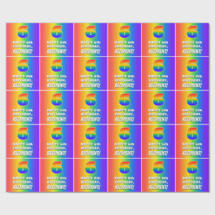 6. Geburtstag: Farbiges Regenbogenmuster # 6 Geschenkpapier