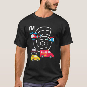 6. Geburtstag Feuerwehrwagen Polizeiambulanz 6 Jah T-Shirt