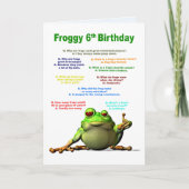 6. Geburtstag, Frosch Jokes Karte (Vorderseite)