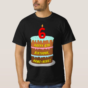 6. Geburtstag — Fun Cake & Candle, w/Individuelle T-Shirt