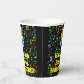 6. Geburtstag: Fun Musiknotens Pattern, Regenbogen Pappbecher (Rechts)