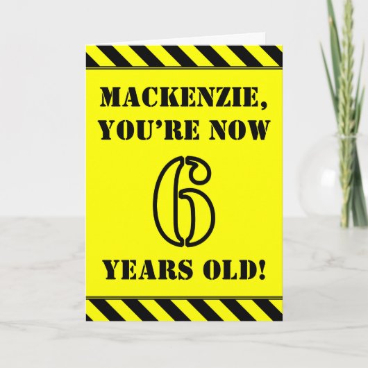 6. Geburtstag: Fun Stencil Style Text, Individuell Karte (Vorderseite)