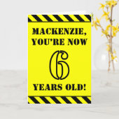 6. Geburtstag: Fun Stencil Style Text, Individuell Karte (Gelbe Blume)