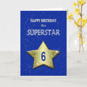 6. Geburtstag für einen Superstar Karte (Gelbe Blume)