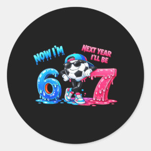 6. Geburtstag Fußball Drip Kinder Jungen Mädchen 6 Runder Aufkleber