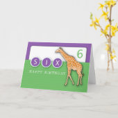 6. Geburtstag Giraffe Karte (Gelbe Blume)