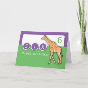 6. Geburtstag Giraffe Karte