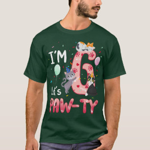 6. Geburtstag Girl Cat Kitten 6 Jahre alter Geburt T-Shirt