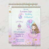 6. Geburtstag Girl Princess Cupcake Balloons Einladung (Vorne/Hinten)