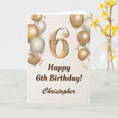 6. Geburtstag Gold Ballons und Confetti Geburtstag Karte (Gelbe Blume)