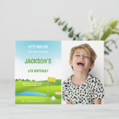 6. Geburtstag Golf Einladung mit Foto (Stehend Vorderseite)