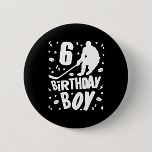6. Geburtstag Junge Eishockey Kinder 6 Jahre altes Button