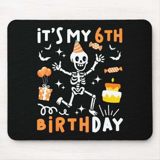 6. Geburtstag Kinder lustiges Skelett 6. Geburtsta Mousepad (Vorne)