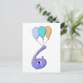 6. Geburtstag, Lila Geburtstag Monster Cartoon. Postkarte (Stehend Vorderseite)