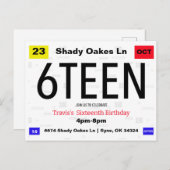 6. Geburtstag Lizenzschild Geburtstag Postkarte (Vorne/Hinten)