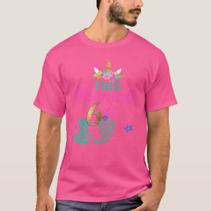 6. Geburtstag Mädchen Einhorn Meerjungfrau Schwanz T-Shirt