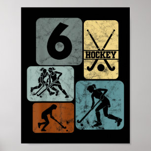 6. Geburtstag Mädchen Feldhockey 6 Jahre Hockey  Poster