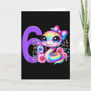 6. Geburtstag Mädchen Schlange Party Regenbogen Ko Karte