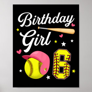 6. Geburtstag Mädchen Softll Sechste Bday 6 Jahre Poster