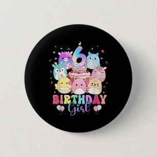 6. Geburtstag Mädchen Squish Squad Mallow 6 Jahre Button