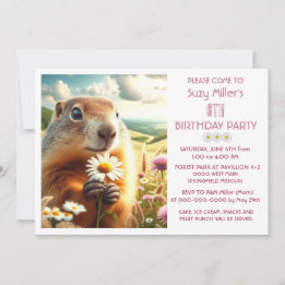 6. Geburtstag Mädchen Tier und Gänseblümchen Einladung