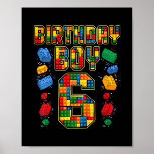 6. Geburtstag Master Builder 6 Jahre altes Block Poster