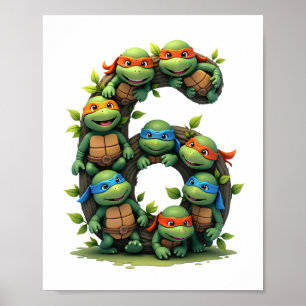 6. Geburtstag Meeresschildkröte Landschildkröte Th Poster