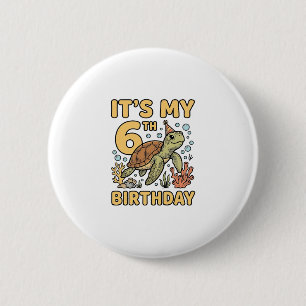 6. Geburtstag Meeresschildkröte Vintage Gravur Des Button