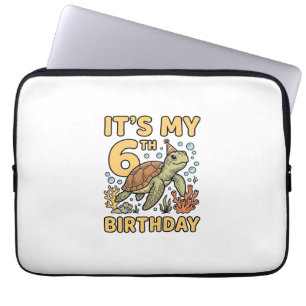 6. Geburtstag Meeresschildkröte Vintage Gravur Des Laptopschutzhülle