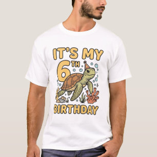 6. Geburtstag Meeresschildkröte Vintage Gravur Des T-Shirt
