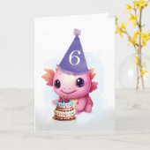 6. Geburtstag Niedlich Pink Axolotl Karte (Gelbe Blume)