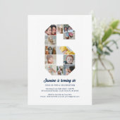 6. Geburtstag Nr. 6 Benutzerdefinierte FotoCollage Einladung (Stehend Vorderseite)