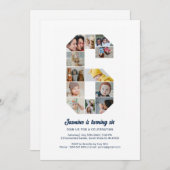 6. Geburtstag Nr. 6 Benutzerdefinierte FotoCollage Einladung (Vorne/Hinten)