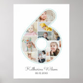 6. Geburtstag Nr. 6 Foto Collage Kids Kinderzimmer Poster (Vorne)