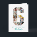 6. Geburtstag Nr. 6 FotoCollage Personalisiert Karte<br><div class="desc">Feiern Sie den bedeutsamen 6. Geburtstag Ihres Kindes mit dieser niedlichen Karte. Es ist eine personalisierte Geburtstagskarte für Fotos, mit der Sie ein wirklich einzigartiges und unvergessliches Design schaffen können. Diese anpassbare Vorlage lasse Ihnen, Ihre eigenen hochgeschätzten Fotos einzufügen, um die wertvollen Momente Ihres Kinderjahres zu erfassen. Diese benutzerdefinierte Karte...</div>