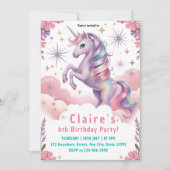 6. Geburtstag Pink & Purple Fantasy Einladung (Vorderseite)