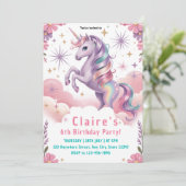 6. Geburtstag Pink & Purple Fantasy Einladung (Stehend Vorderseite)