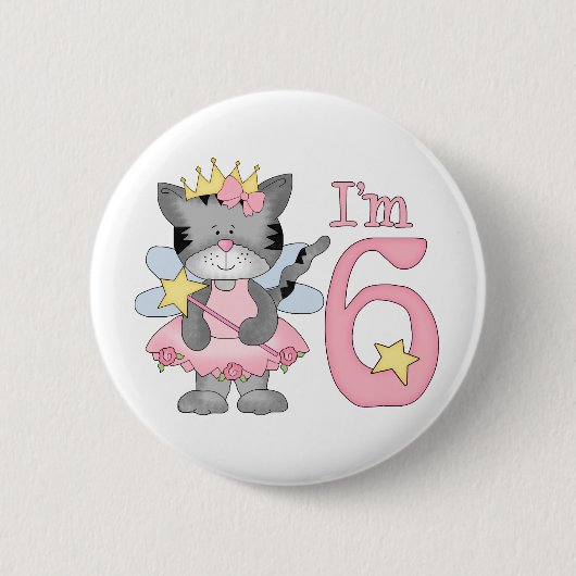 6. Geburtstag Prinzessin-Kitty Button (Vorderseite)