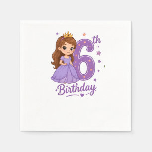 6. Geburtstag Prinzessin Papiertücher Serviette