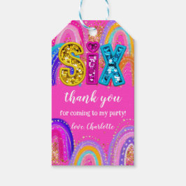 6. Geburtstag Rainbow Hot Pink Party Geschenkanhänger