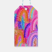 6. Geburtstag Rainbow Hot Pink Party Geschenkanhänger (Rückseite)
