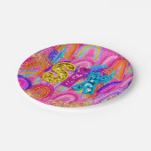 6. Geburtstag Rainbow Sequin Pappteller (Schrägansicht)