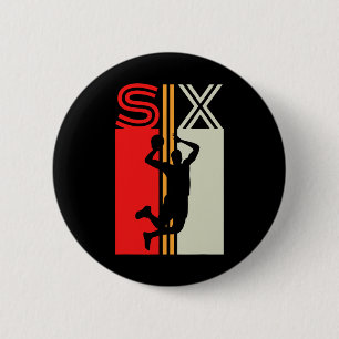 6. Geburtstag Retro Basketball 6 Jahre Junge Mädch Button