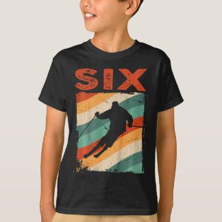 6. Geburtstag Retro-Ski Skifahren 6 Jahre alte Jun T-Shirt