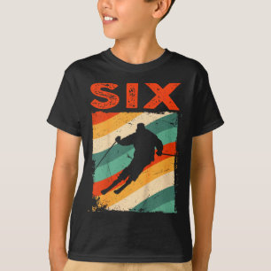 6. Geburtstag Retro-Ski Skifahren 6-jähriger Junge T-Shirt