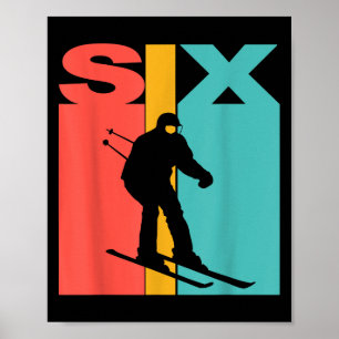 6. Geburtstag Retro Skifahren 6 Jahre alte Jungen Poster