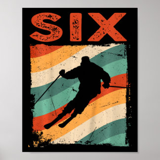 6. Geburtstag Retro Skifahren 6 Jahre alte Jungen Poster