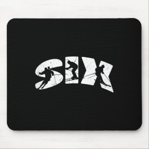 6. Geburtstag Retro Skifahren 6 Jahre Jungen Mädch Mousepad